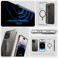 ACS04826 - iPhone 14 Pro Max Case Ultra Hybrid (MagFit) in graphite showing sound tunnel tech.