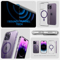 ACS05581 - iPhone 14 Pro Max Case Ultra Hybrid (MagFit) in deep purple showing sound tunnel tech.