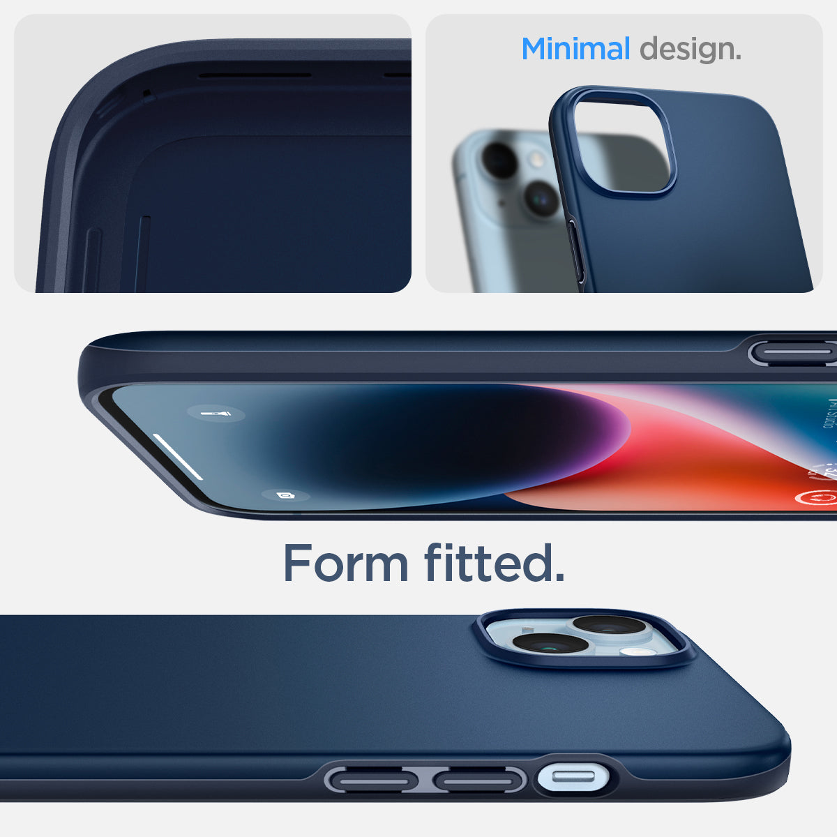 ACS04790 - iPhone 14 Case Thin Fit in navy blue showing the minimal design. Form fitted