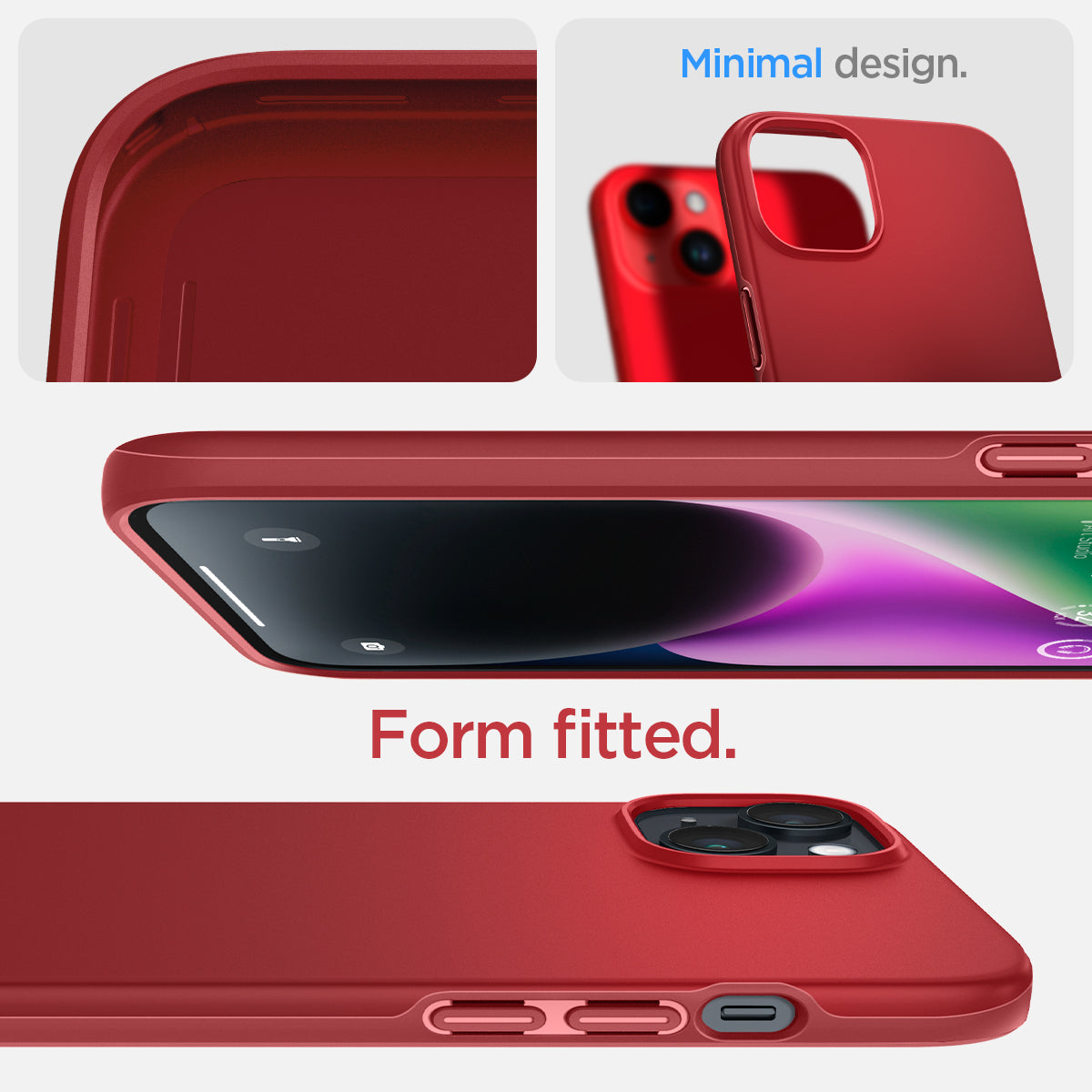 ACS04789 - iPhone 14 Case Thin Fit in red showing the minimal design. Form fitted