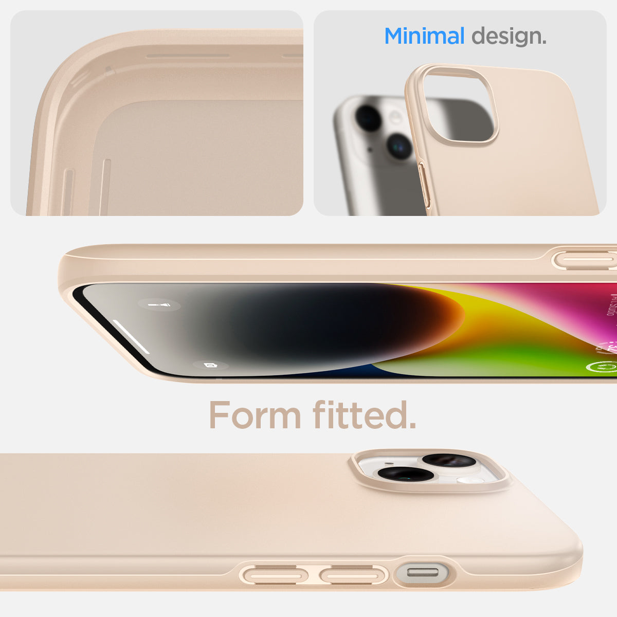 ACS04793 - iPhone 14 Case Thin Fit in sand beige showing the minimal design. Form fitted