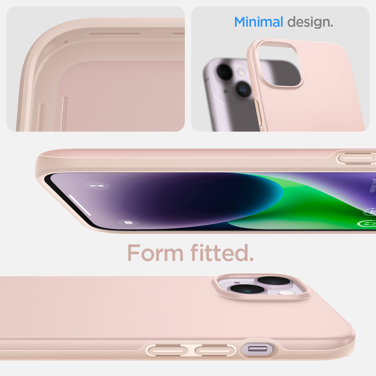 ACS04776 - iPhone 14 Plus Case Thin Fit in pink sand showing the minimal design. Form fitted