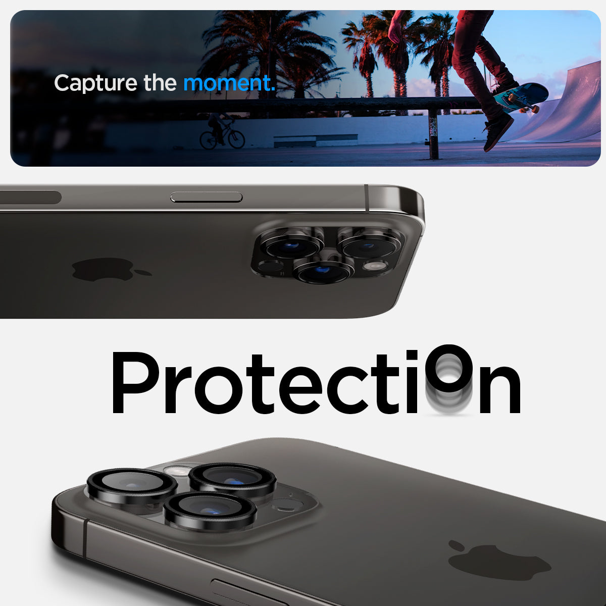 AGL05205 - iPhone 14 Pro / 14 Pro Max Optik Pro Lens Protector in black capture the moment. Protection.
