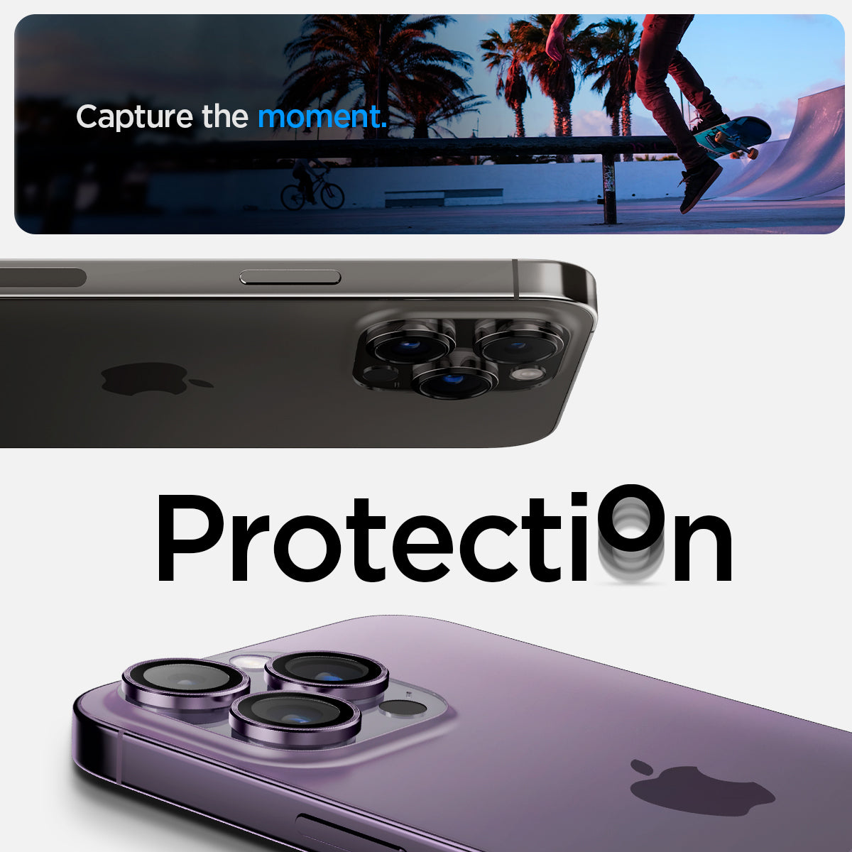 AGL05597 - iPhone 14 Pro / 14 Pro Max Optik Pro Lens Protector in deep purple capture the moment. Protection.