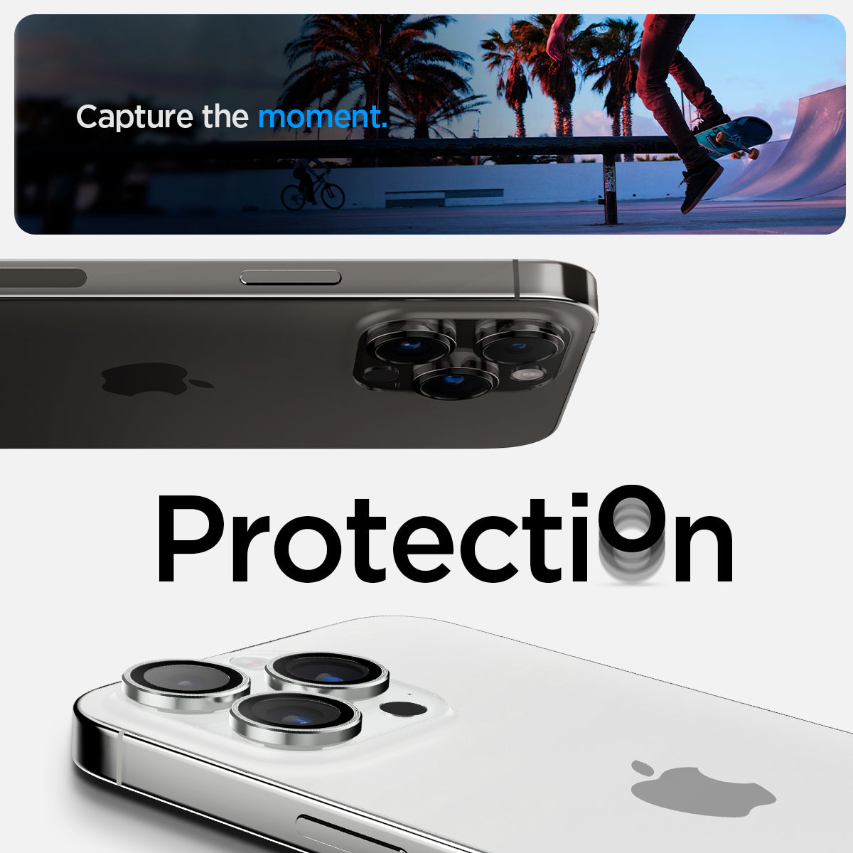 AGL05599 - iPhone 14 Pro / 14 Pro Max Optik Pro Lens Protector in silver capture the moment. Protection.