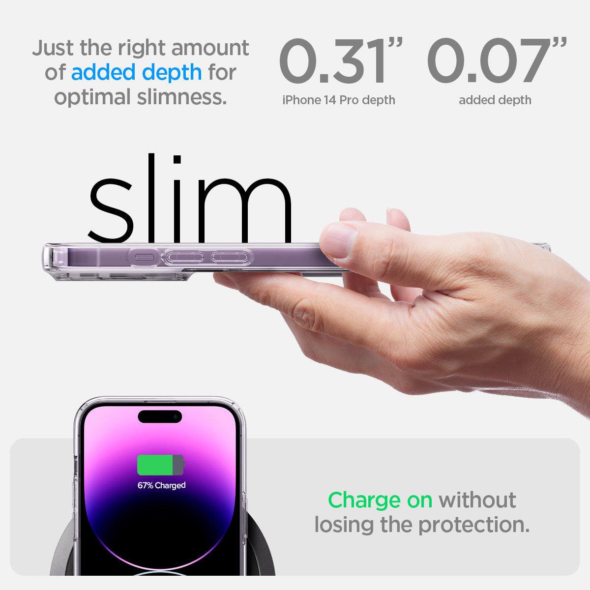 ACS04976 - iPhone 14 Pro Case Crystal Slot in crystal clear just the right amount of added depth for optimal slimness. Charge on without losing the protection.