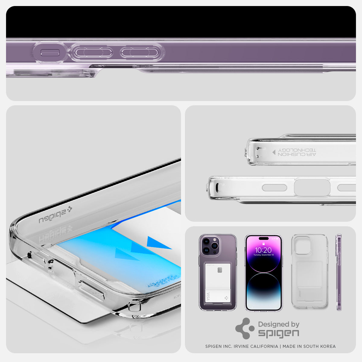 ACS04976 - iPhone 14 Pro Case Crystal Slot in crystal clear showing card slot. designed by spigen