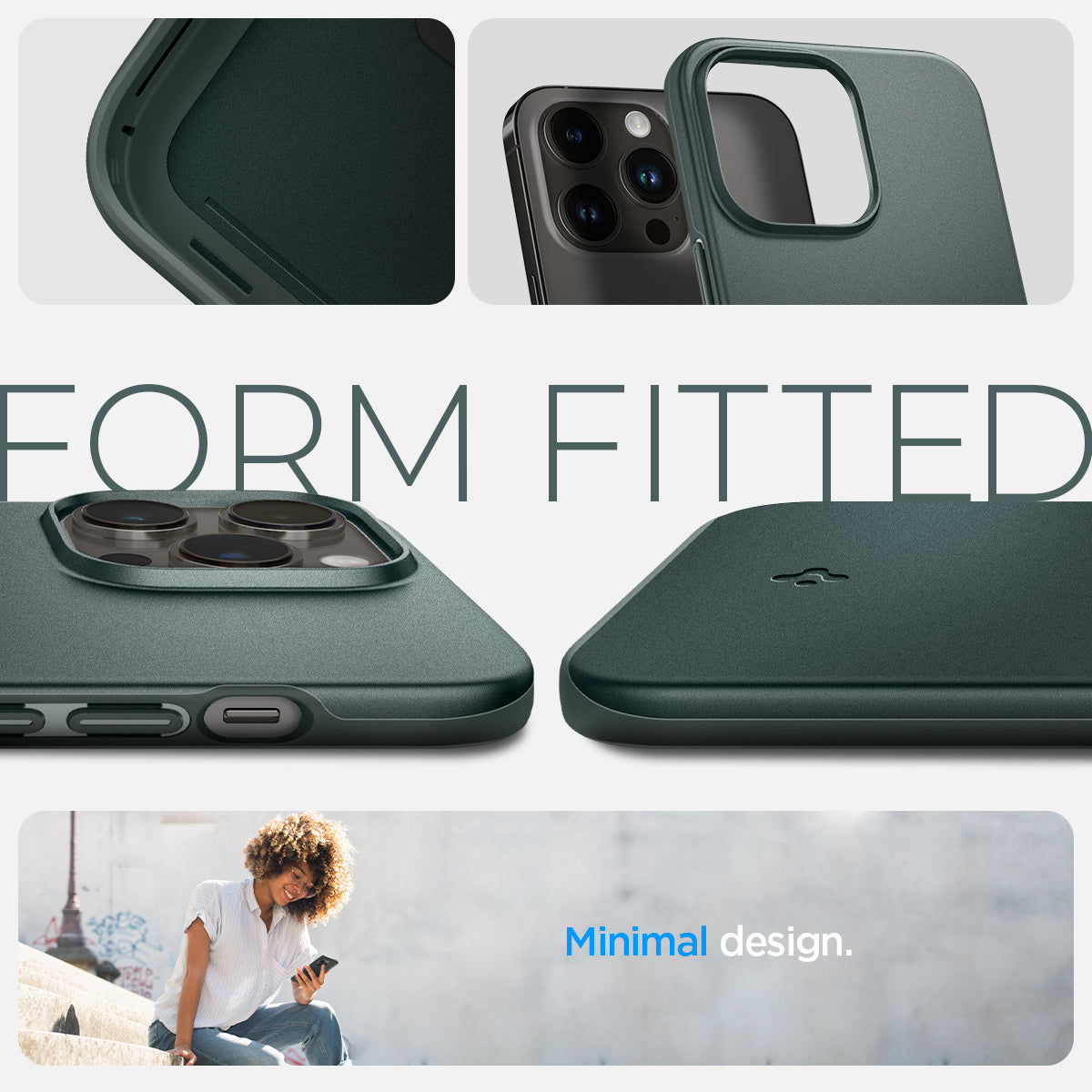 ACS04786 - iPhone 14 Pro Case Thin Fit in abyss green showing the fitted, minimal design