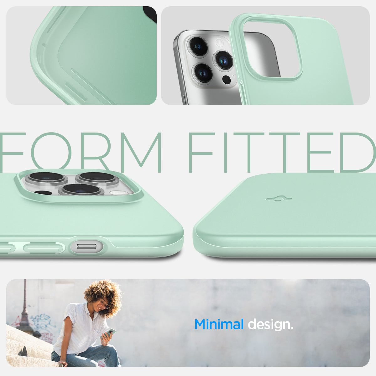 ACS04784 - iPhone 14 Pro Case Thin Fit in apple mint showing the fitted, minimal design