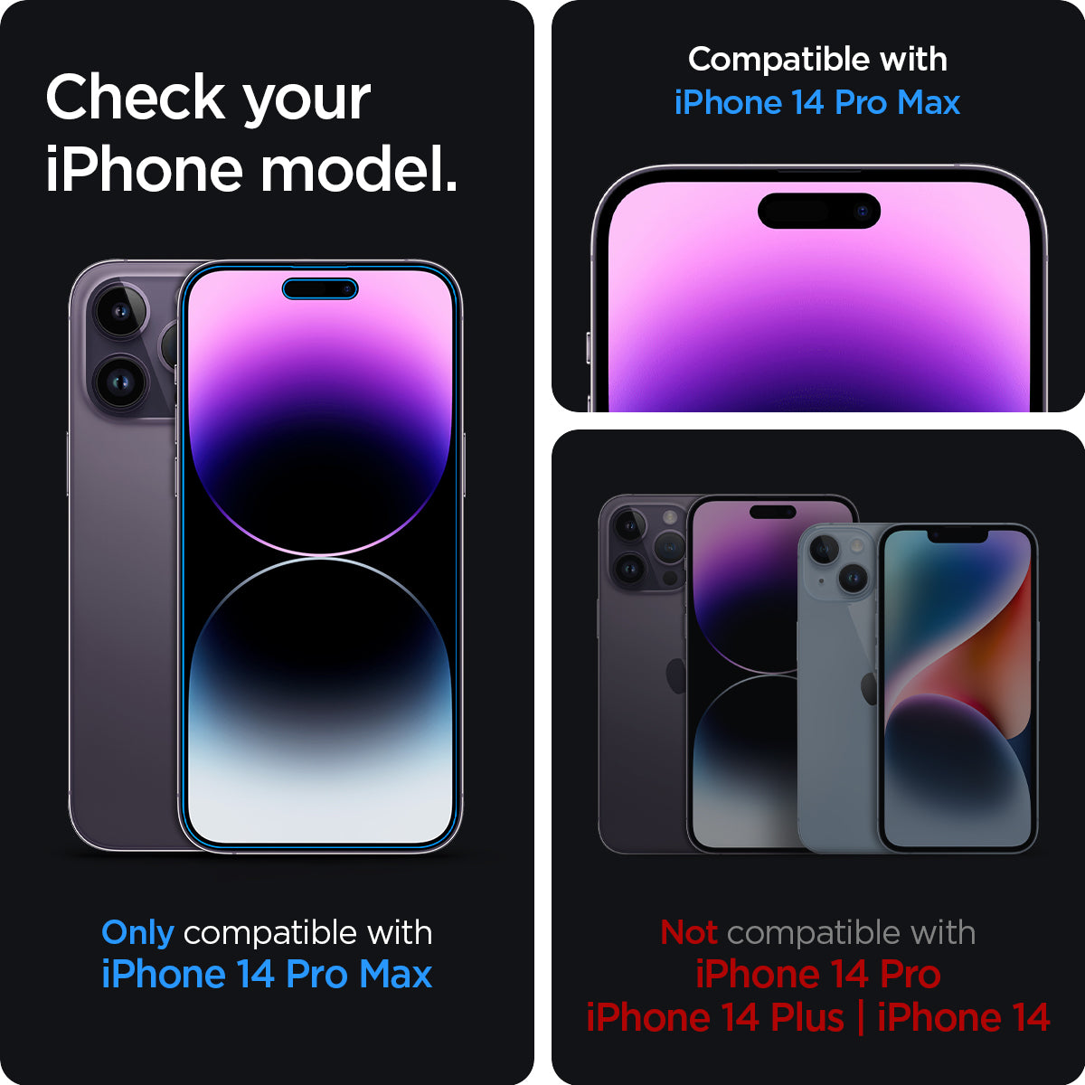 AGL05203 - iPhone 14 Pro Max Screen Protector EZ FIT GLAS.tR Privacy check your iPhone model. only compatible with iPhone 14 Pro max. Not compatible with iPhone 14 pro, iPhone 14 Plus, iPhone 14