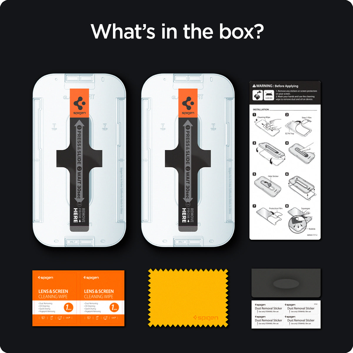 AGL05203 - iPhone 14 Pro Max Screen Protector EZ FIT GLAS.tR Privacy showing what's in the box?