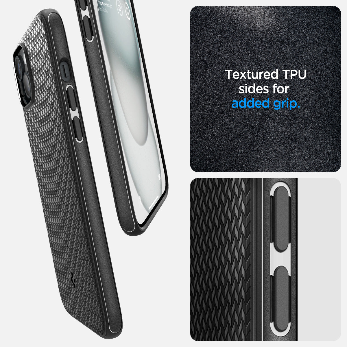 ACS06815 - iPhone 15 Case Mag Armor (MagFit) in matte black textured TPU sides for added grip.