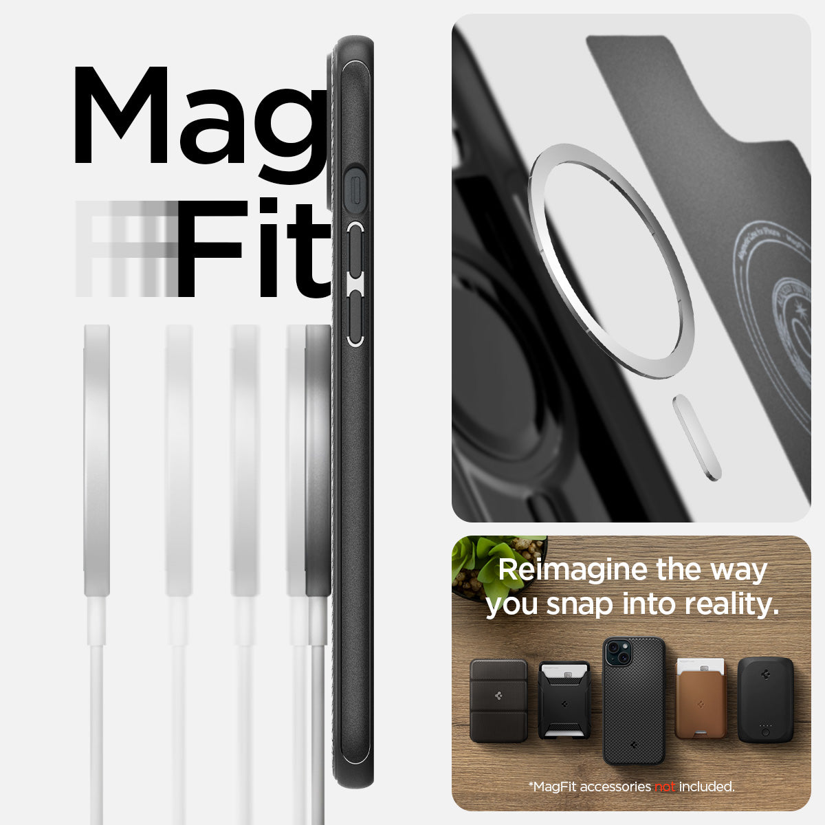 ACS06815 - iPhone 15 Case Mag Armor (MagFit) in matte black magfit. reimagine the way you snap into reality.