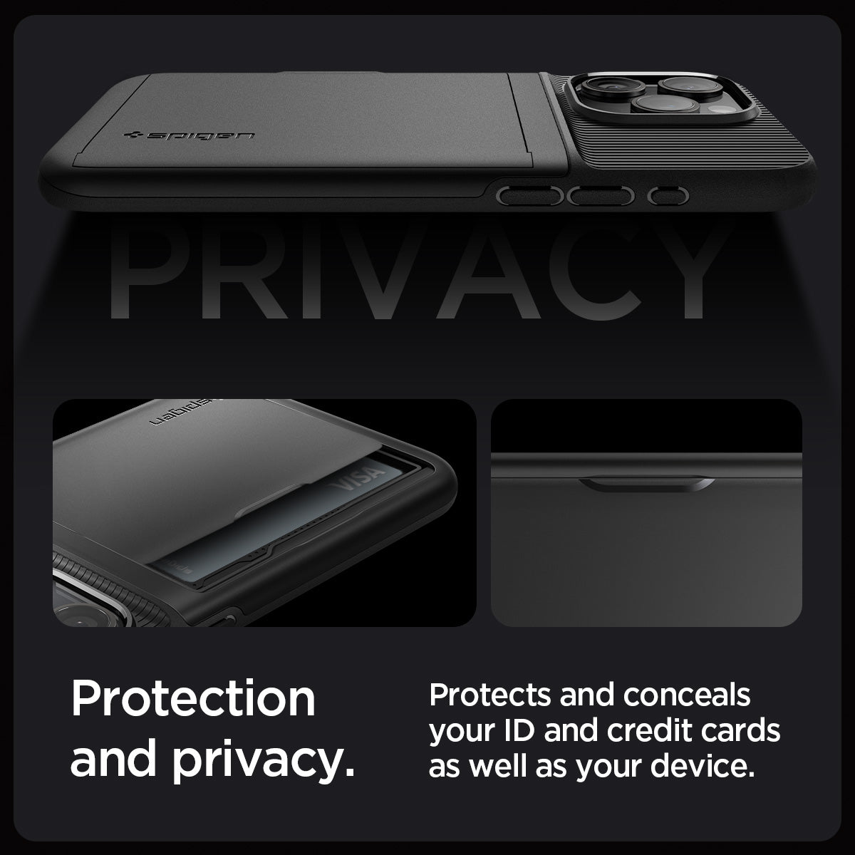 ACS06728 - iPhone 15 Pro Case Slim Armor CS in black protection and privacy. Protects and conceals out ID and credit cards as well as your device.