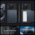 ACS06730 - iPhone 15 Pro Case Slim Armor CS in metal slate do you. we got you. showing detail.