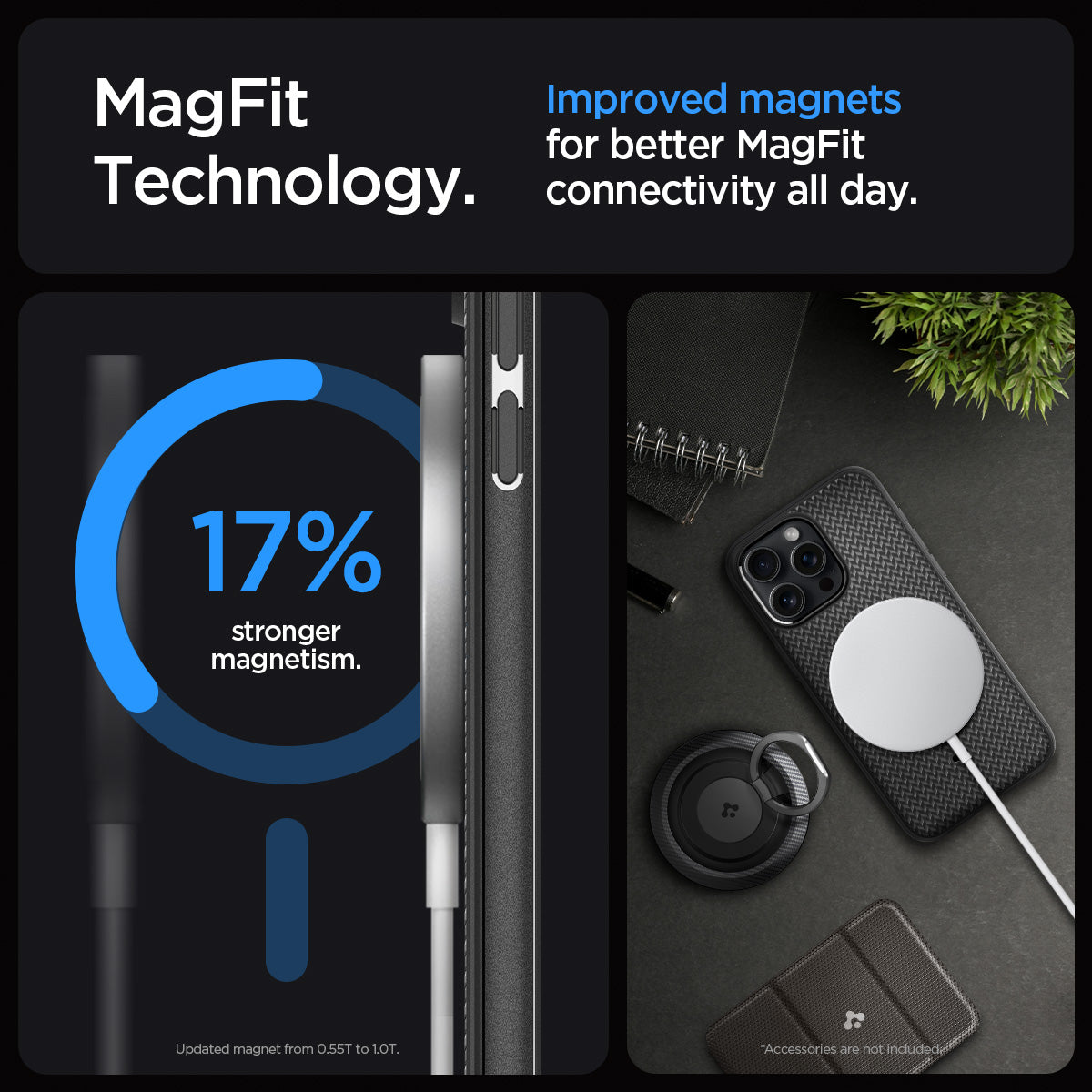 ACS06597 - iPhone 15 Pro Max Case Mag Armor (MagFit) in matte black magfit technology. Improved magnets for better magfit connectivity all day. 17% stronger magnetism.