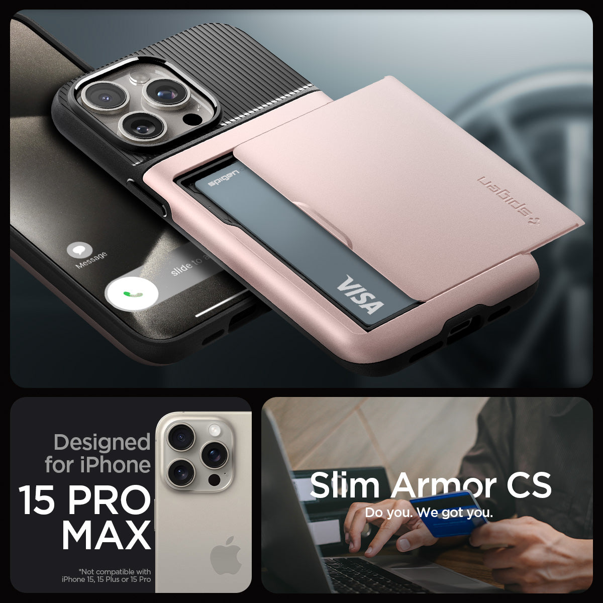 ACS06590 - iPhone 15 Pro Max Case Slim Armor CS in rose gold designed for iPhone 15 pro max. slim armor cs. do you. we got you