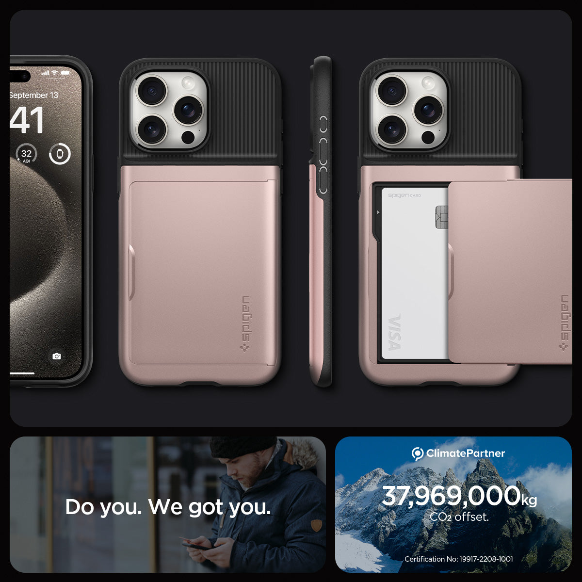 ACS06590 - iPhone 15 Pro Max Case Slim Armor CS in rose gold do you. we got you. showing detail.