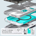 ACS06743 - iPhone 15 Pro Case Classic C1 (MagFit) in bondi blue classic C1 design deconsturction. 1. magnetic rind cover. 2. magnet ring. 3. extreme protection technology 4. PC case color coverage 5. PC built in color pattern. 6. TPU device pattern