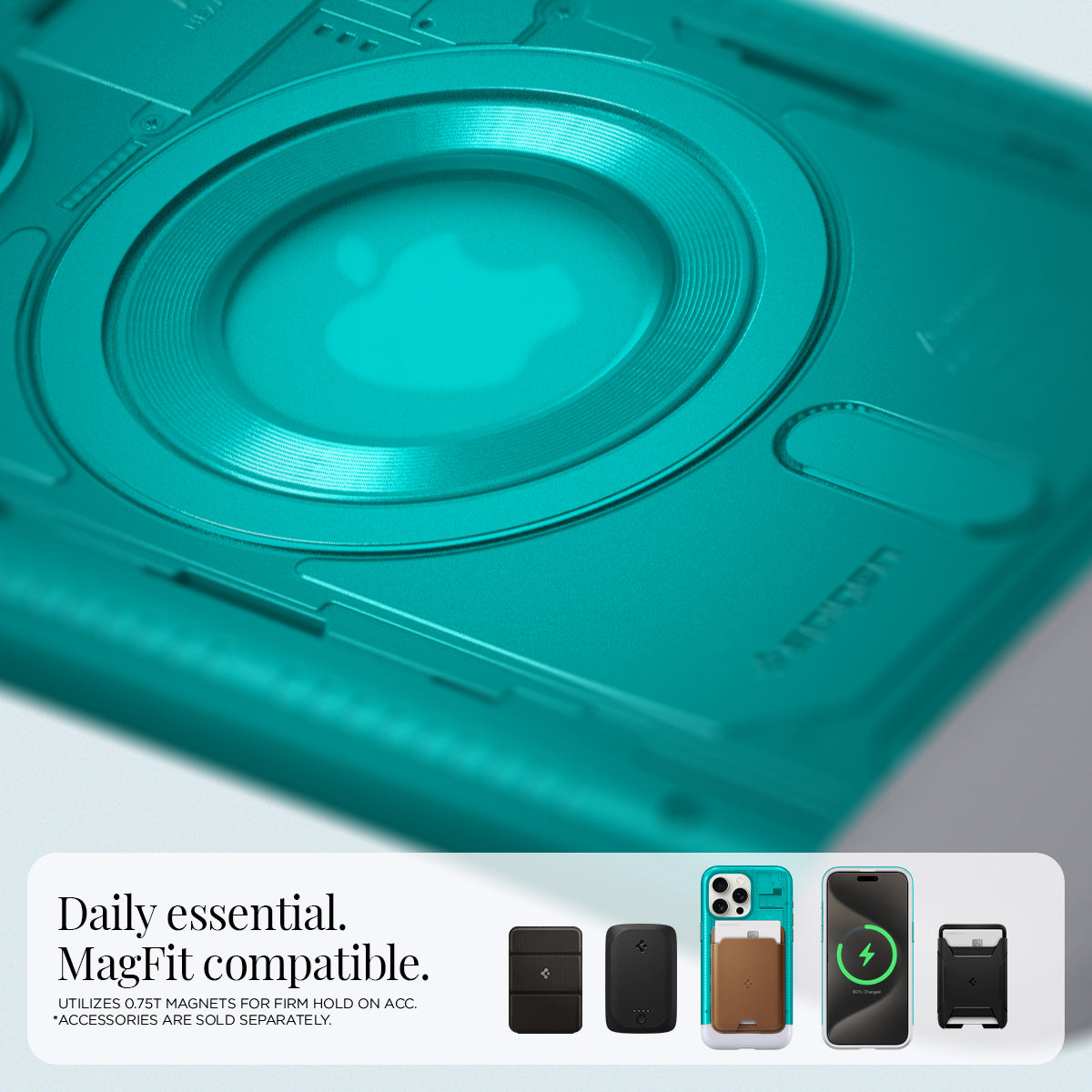 ACS06743 - iPhone 15 Pro Case Classic C1 (MagFit) in bondi blue daily essential magfit compatible. utilizes 0.75T magnets for firm hold on acc. accessories are sold separately.