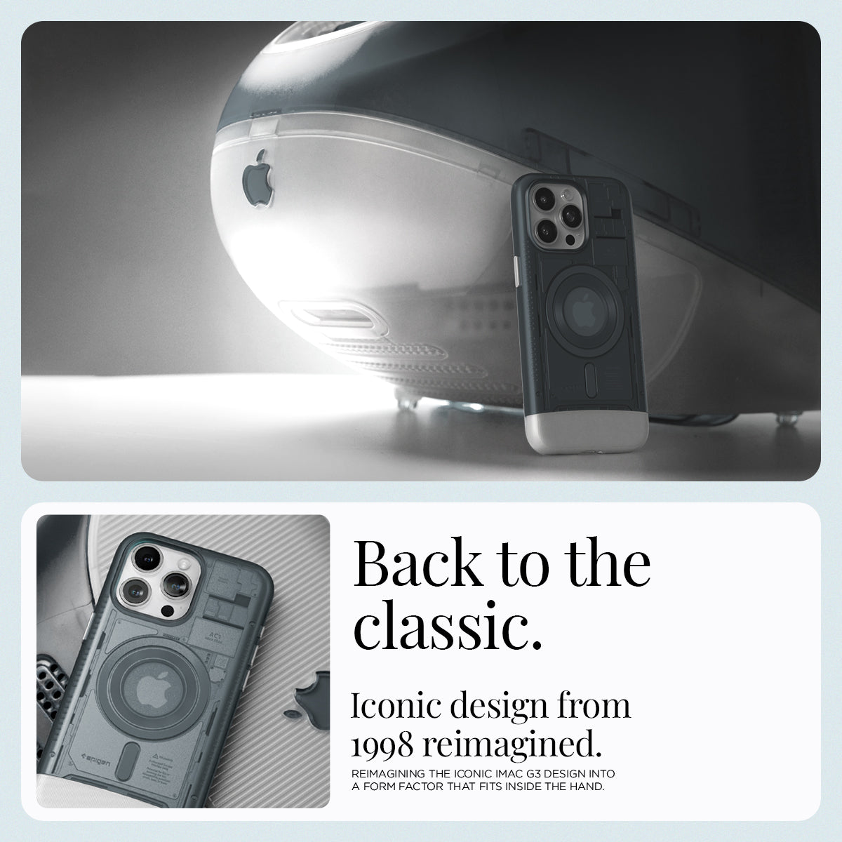 ACS06742 - iPhone 15 Pro Case Classic C1 (MagFit) in graphite back to the classic. iconic design from 1998 reimagined.