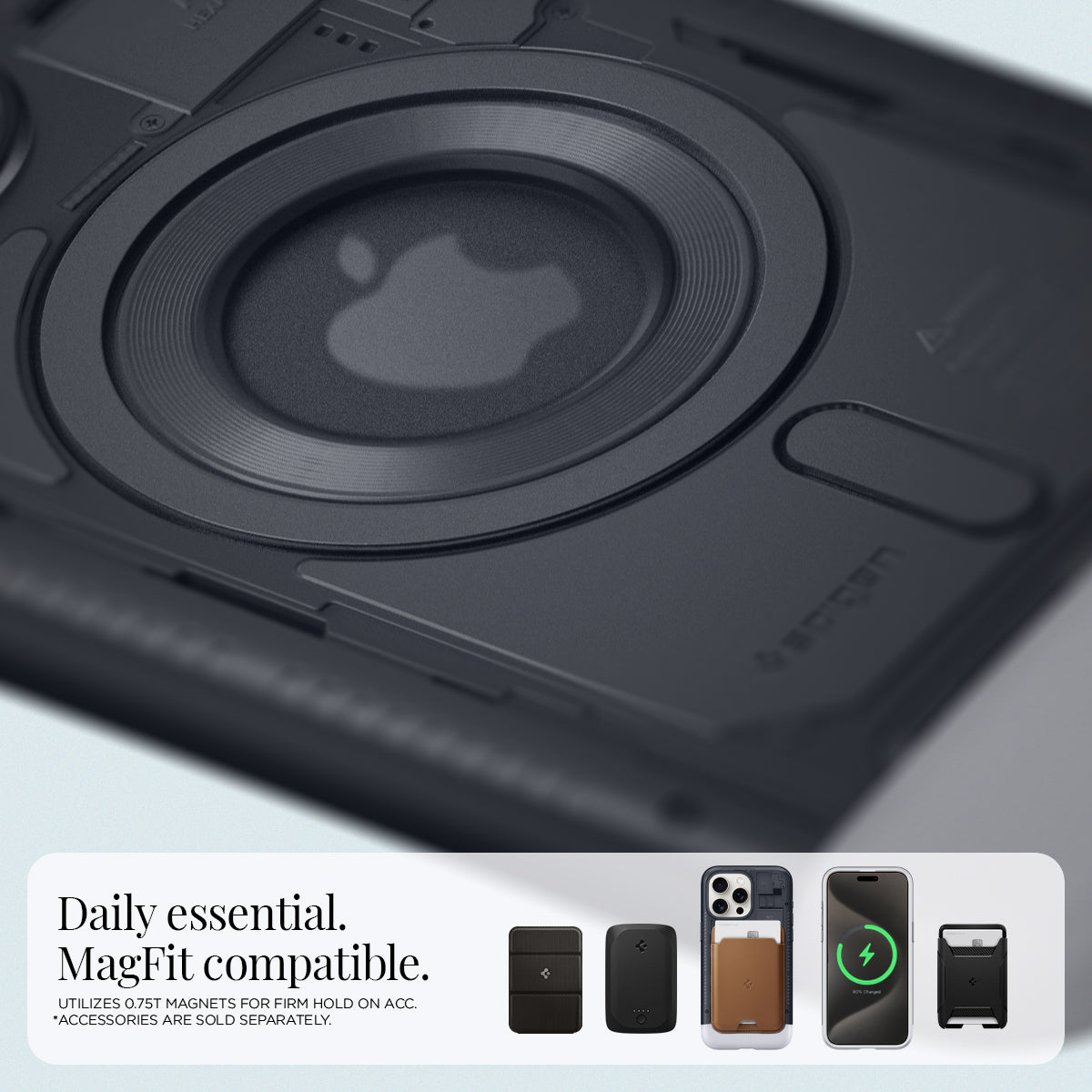 ACS06742 - iPhone 15 Pro Case Classic C1 (MagFit) in graphite daily essential magfit compatible. utilizes 0.75T magnets for firm hold on acc. accessories are sold separately.