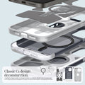 ACS06607 - iPhone 15 Pro Max Case Classic C1 (MagFit) in graphite classic C1 design deconsturction. 1. magnetic rind cover. 2. magnet ring. 3. extreme protection technology 4. PC case color coverage 5. PC built in color pattern. 6. TPU device pattern