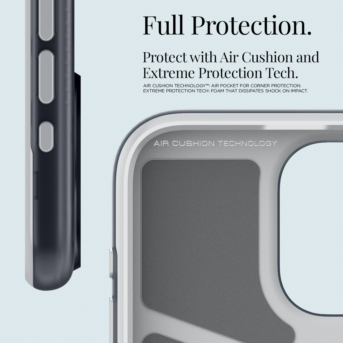 ACS06607 - iPhone 15 Pro Max Case Classic C1 (MagFit) in graphite full protection. protect with air cushion and extreme protection tech. aircushion technology, air pocket for corner protection. extreme protection tech, foam that dissipates shock on impact.