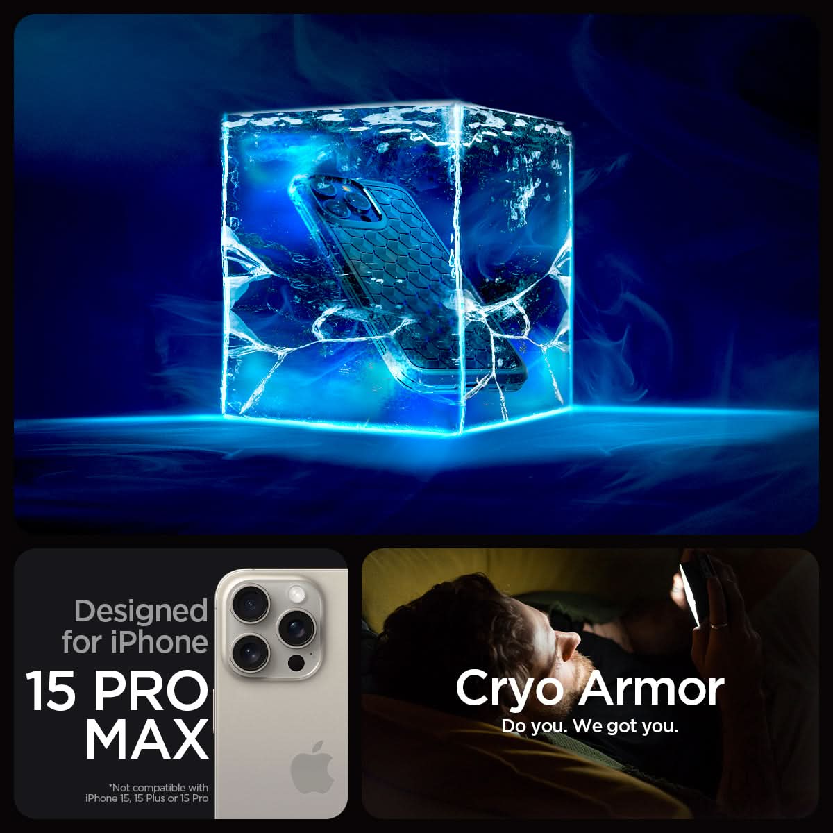 ACS06603 - iPhone 15 Pro Max Case Cryo Armor in blue designed for iphone 15 pro max. cryo armor. do you. we got you.