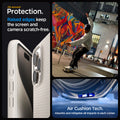 ACS07212 - iPhone 15 Pro Max Case Liquid Air in Natural Titanium all-around protection. Raised edges keep the screen and camera scratch-free. Air Cushion Tech. Absorbs and mitigates all impacts in each corner