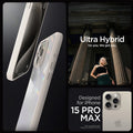 ACS07209 - iPhone 15 Pro Max Ultra Hybrid Case in Natural Titanium showing the compatibility only with iPhone 15 Pro Max. Not compatible with iPhone 15, 15 Plus or 15 Pro