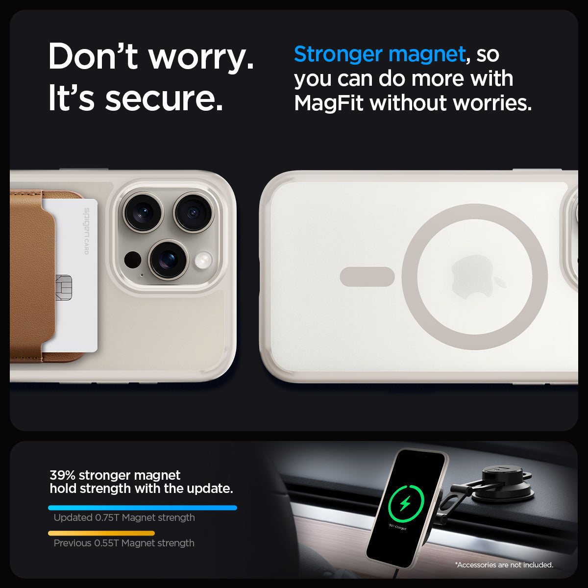 ACS07211 - iPhone 15 Pro Max Case Ultra Hybrid Zero One (MagFit) in Zero One Natural Titanium don't worry. It's secure. stronger magnet, so you can do more with magfit without worries.