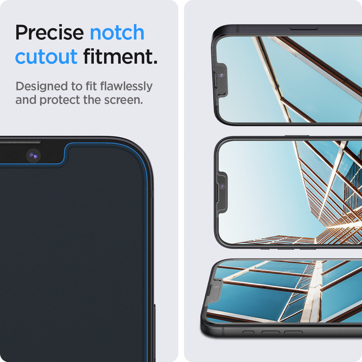 AGL03385 - iPhone 16e Plus Screen Protector EZ FIT GLAS.tR SLIM showing the precise notch cutout fitment. Designed to fit flawlessly and protect the screen