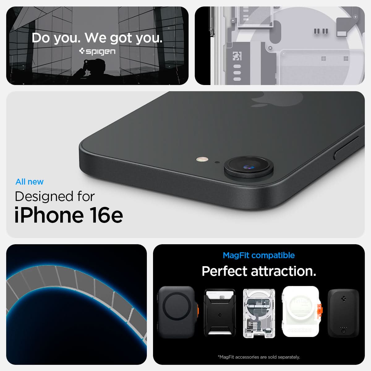 ACS09142 - iPhone 16e Case Ultra Hybrid Zero One (MagFit) in Zero One White showing the all new design for iPhone 16e. MagFit compatible.