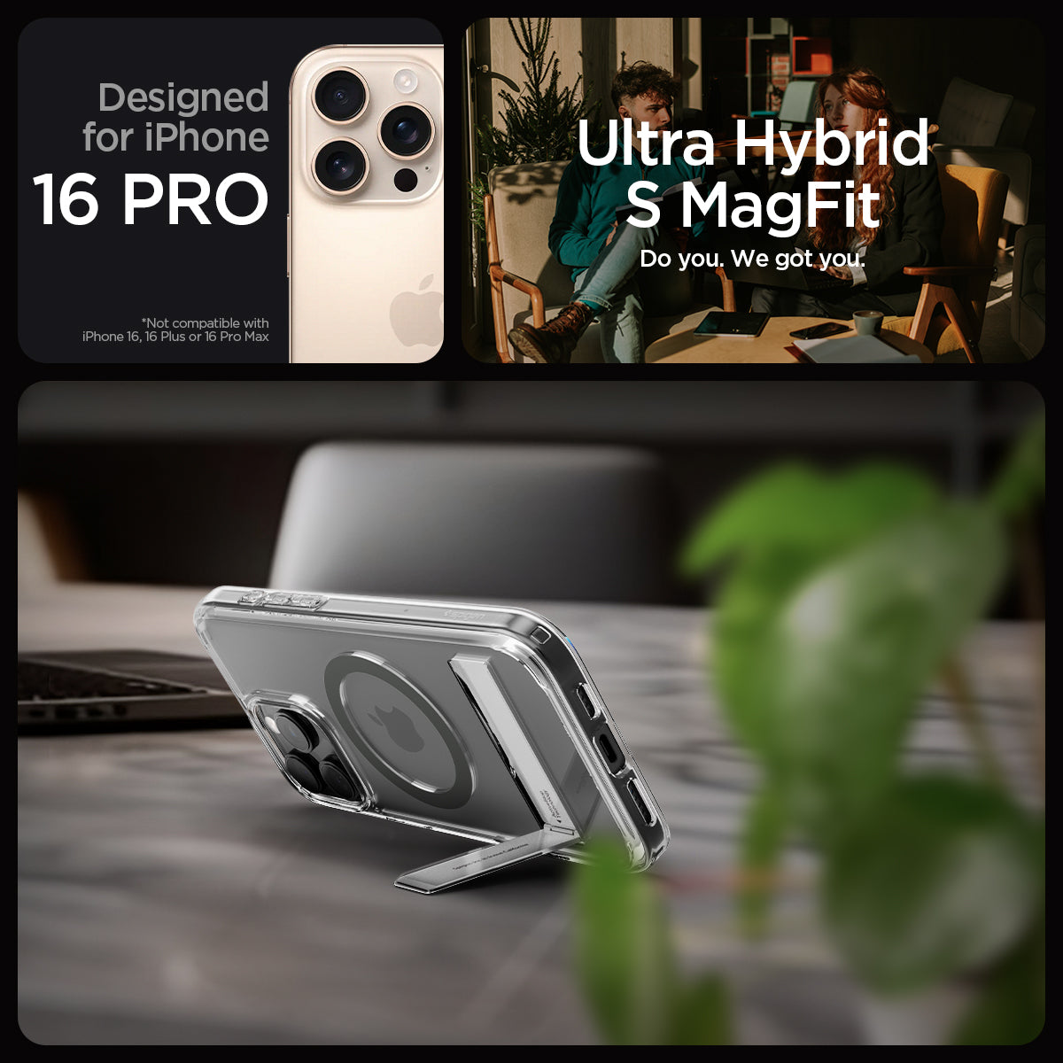 ACS08143 - iPhone 16 Pro Case Ultra Hybrid S (MagFit) in Graphite designed for iPhone 16 pro max. ultra hybrid s magfit. do you. we got you.