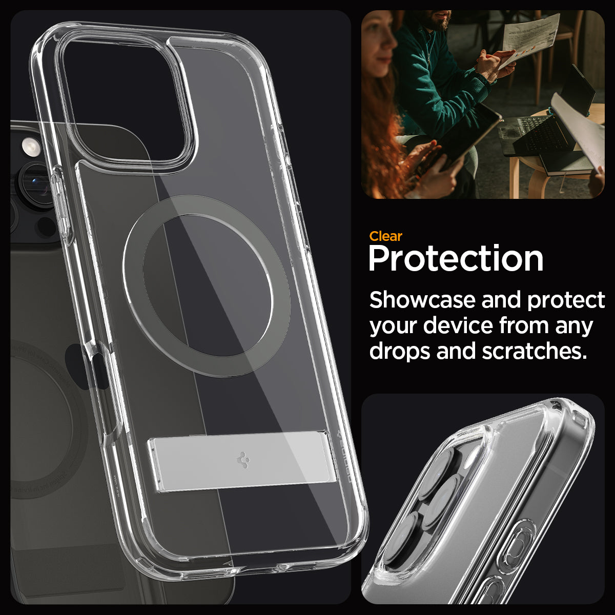 ACS08143 - iPhone 16 Pro Case Ultra Hybrid S (MagFit) in Graphite clear protection. Showcase and protect your device from any drops and scratches.
