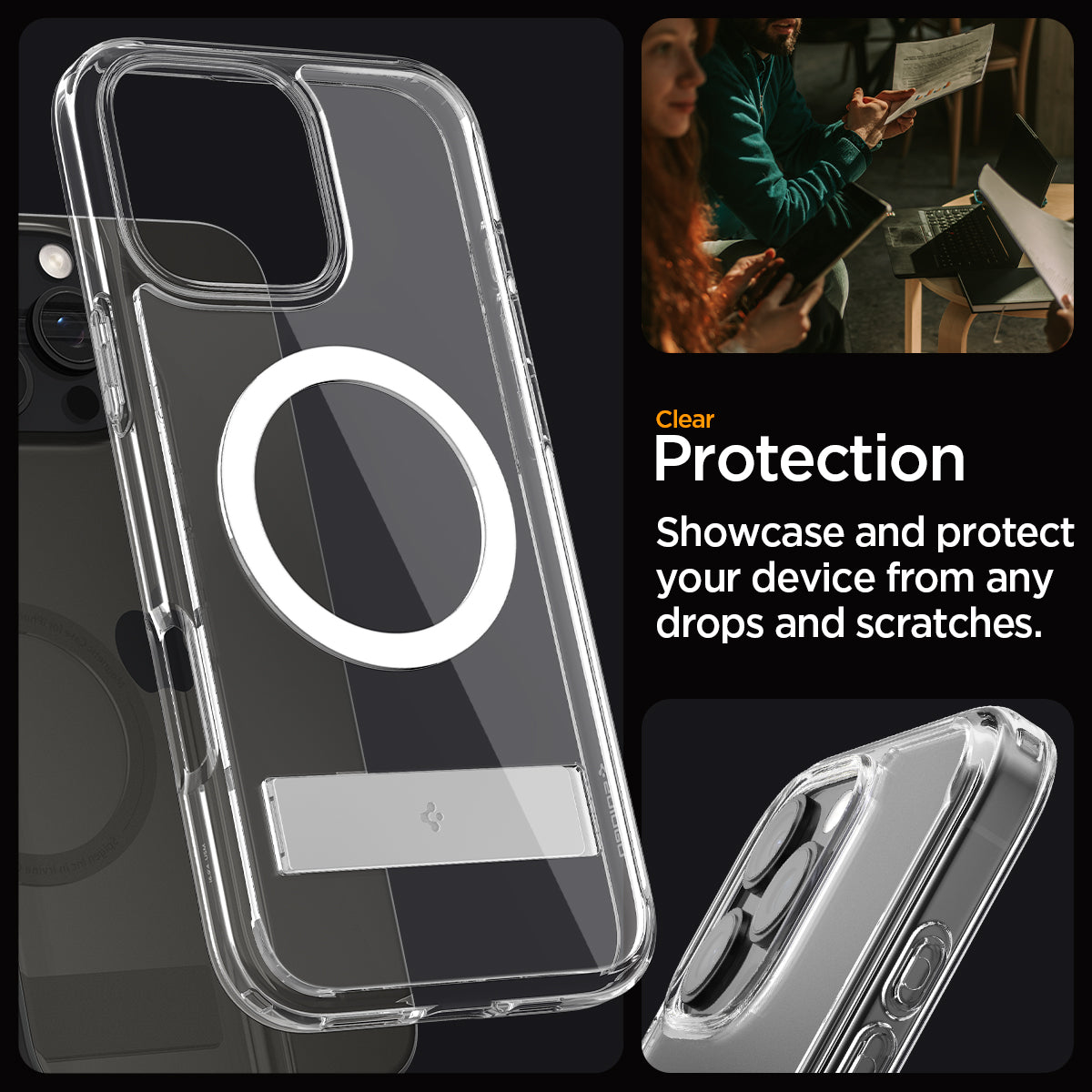 ACS08142 - iPhone 16 Pro Case Ultra Hybrid S (MagFit) in Crystal Clear clear protection. Showcase and protect your device from any drops and scratches.