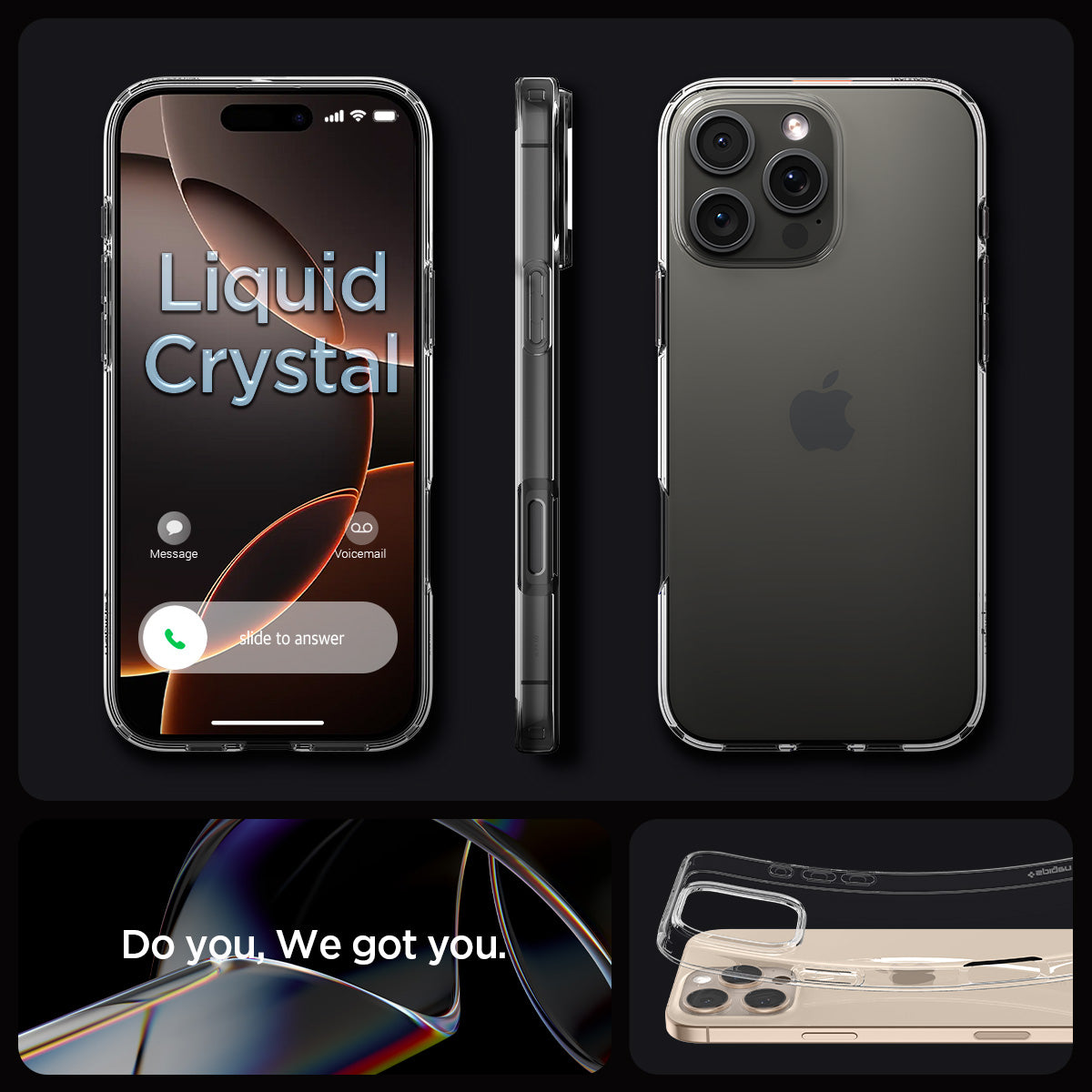 ACS07984 - iPhone 16 Pro Max Case Liquid Crystal in Crystal Clear liquid crystal. do you. we got you.