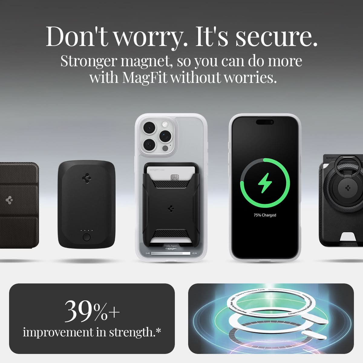 ACS08006 - iPhone 16 Pro Max Case Ultra Hybrid Classic (MagFit) in Classic Silver don't worry. It's secure. Stronger magnet, so you can do more with magfit without worries. 39%+ improvement in strength.