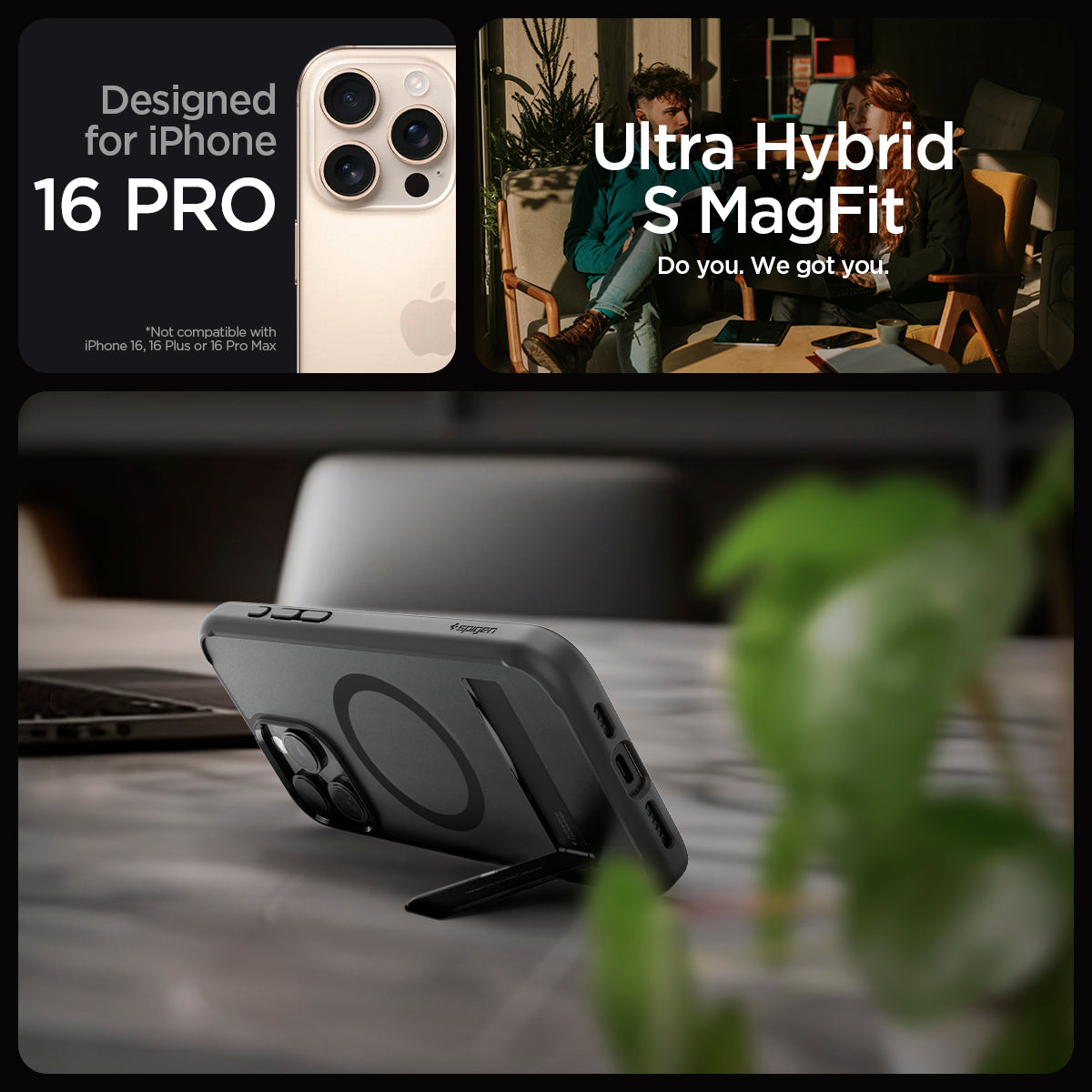 ACS08379 - iPhone 16 Pro Case Ultra Hybrid S (MagFit) in Frost Black designed for iPhone 16 pro max. ultra hybrid s magfit. do you. we got you.