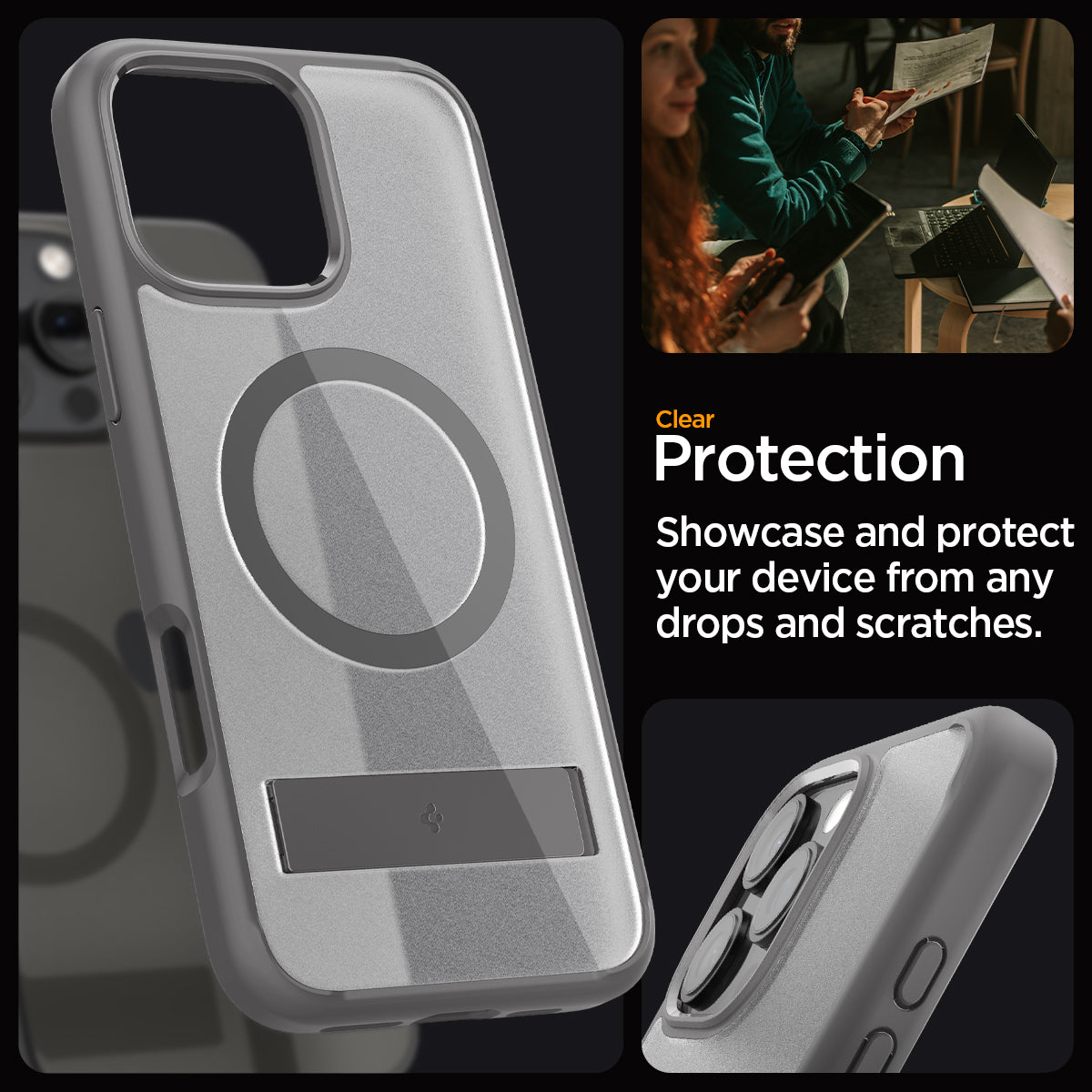 ACS08380 - iPhone 16 Pro Case Ultra Hybrid S (MagFit) in Frost Gray clear protection. Showcase and protect your device from any drops and scratches.