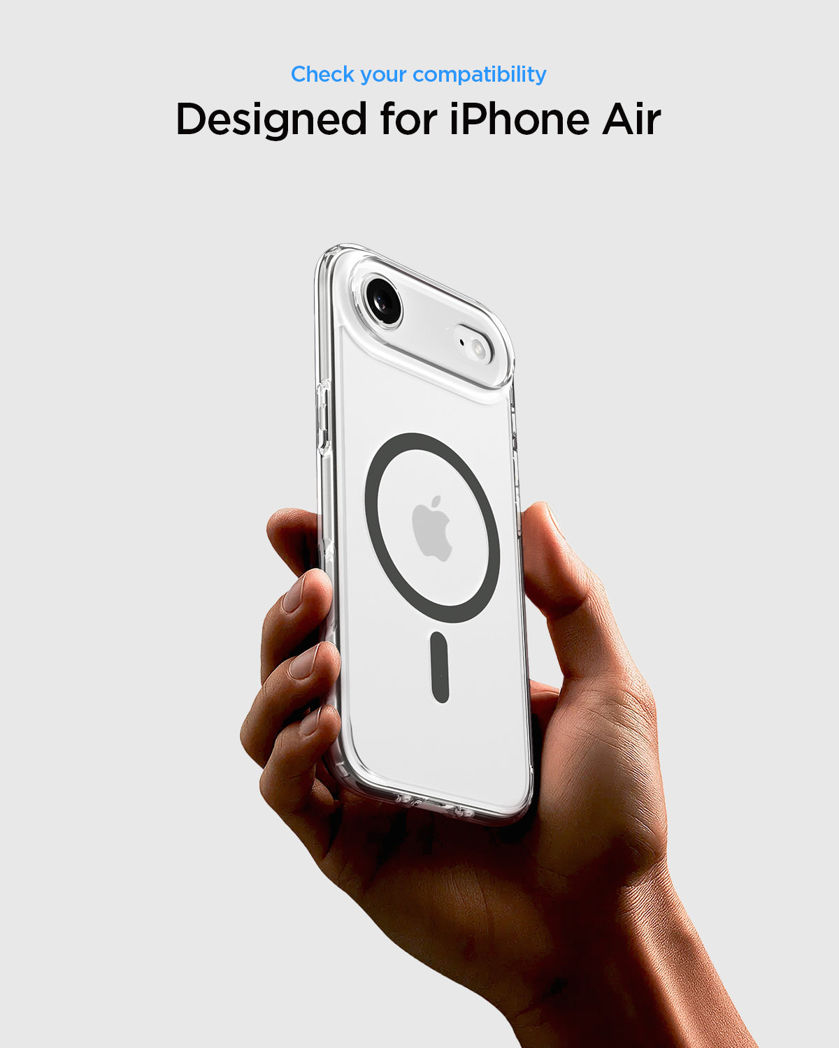 ACS10052 - iPhone 17 Air Ultra Hybrid (MagFit) in Clear Graphite showing check your compatibility