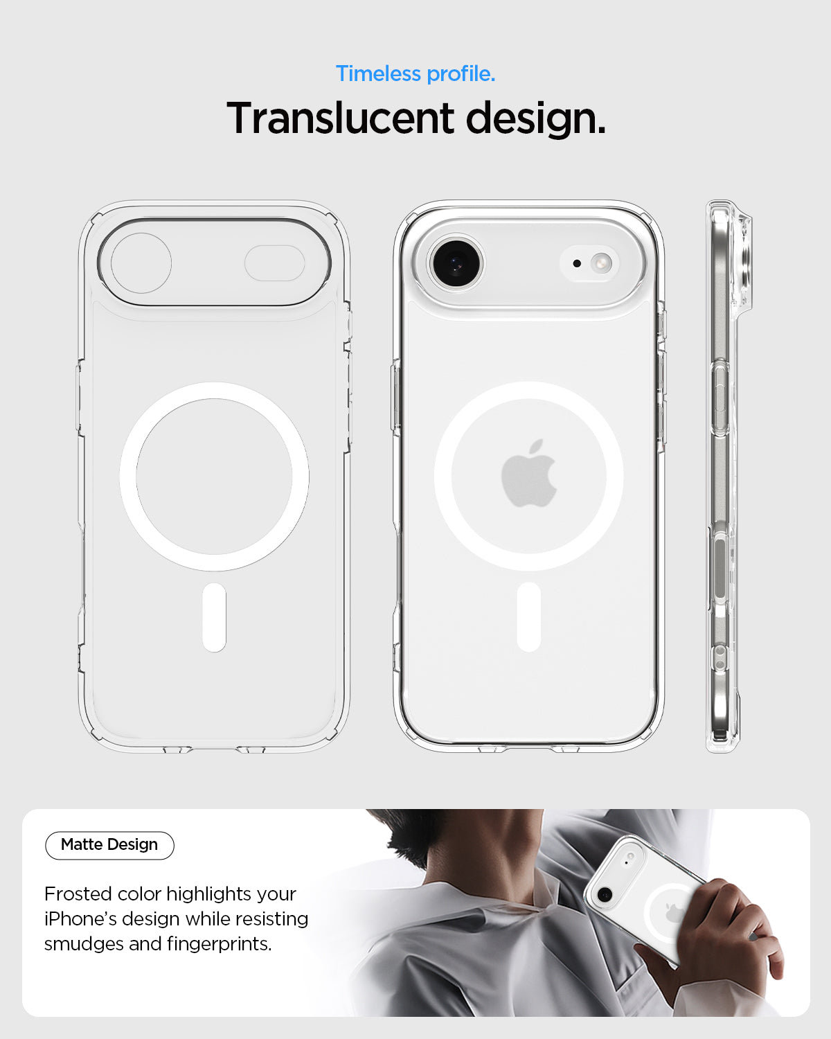 ACS10055 - iPhone 17 Air Ultra Hybrid (MagFit) in Frost White showing long lasting clarity. keep it clear with duraclear.