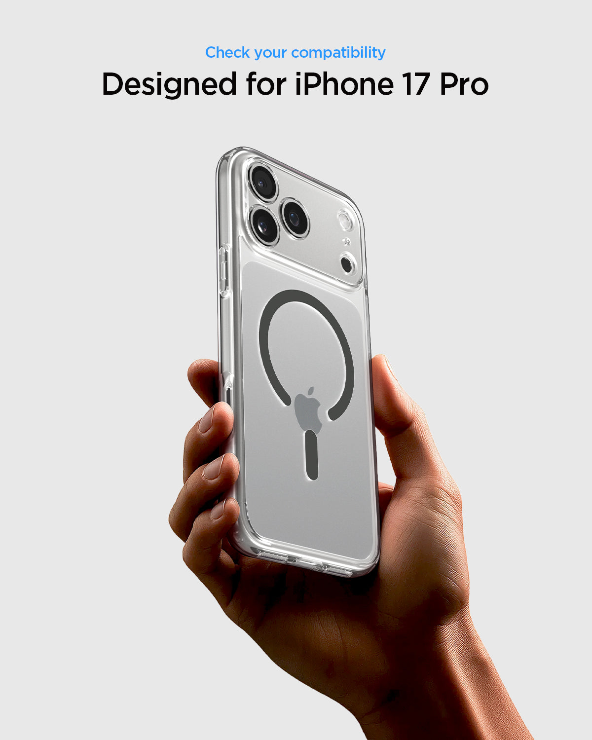 ACS10067 - iPhone 17 Pro Ultra Hybrid (MagFit) in Clear Graphite showing check your compatibility