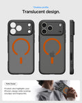 ACS10481 - iPhone 17 Pro Ultra Hybrid (MagFit) in Frost Black Orange showing long lasting clarity. keep it clear with duraclear.