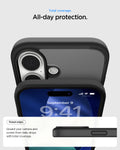 ACS10085 - iPhone 17 Ultra Hybrid (MagFit) in Frost Black showing total coverage. all day protection. raised edges guard your camera and screen from daily drops with total coverage.