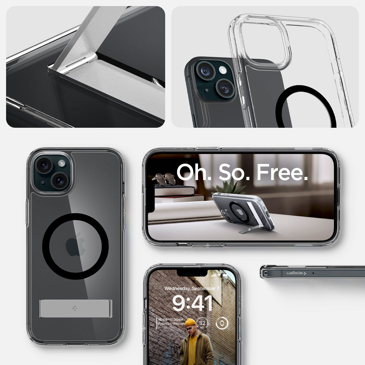 ACS06666 - iPhone 15 Plus Case Ultra Hybrid S (MagFit) in black showing the different angles