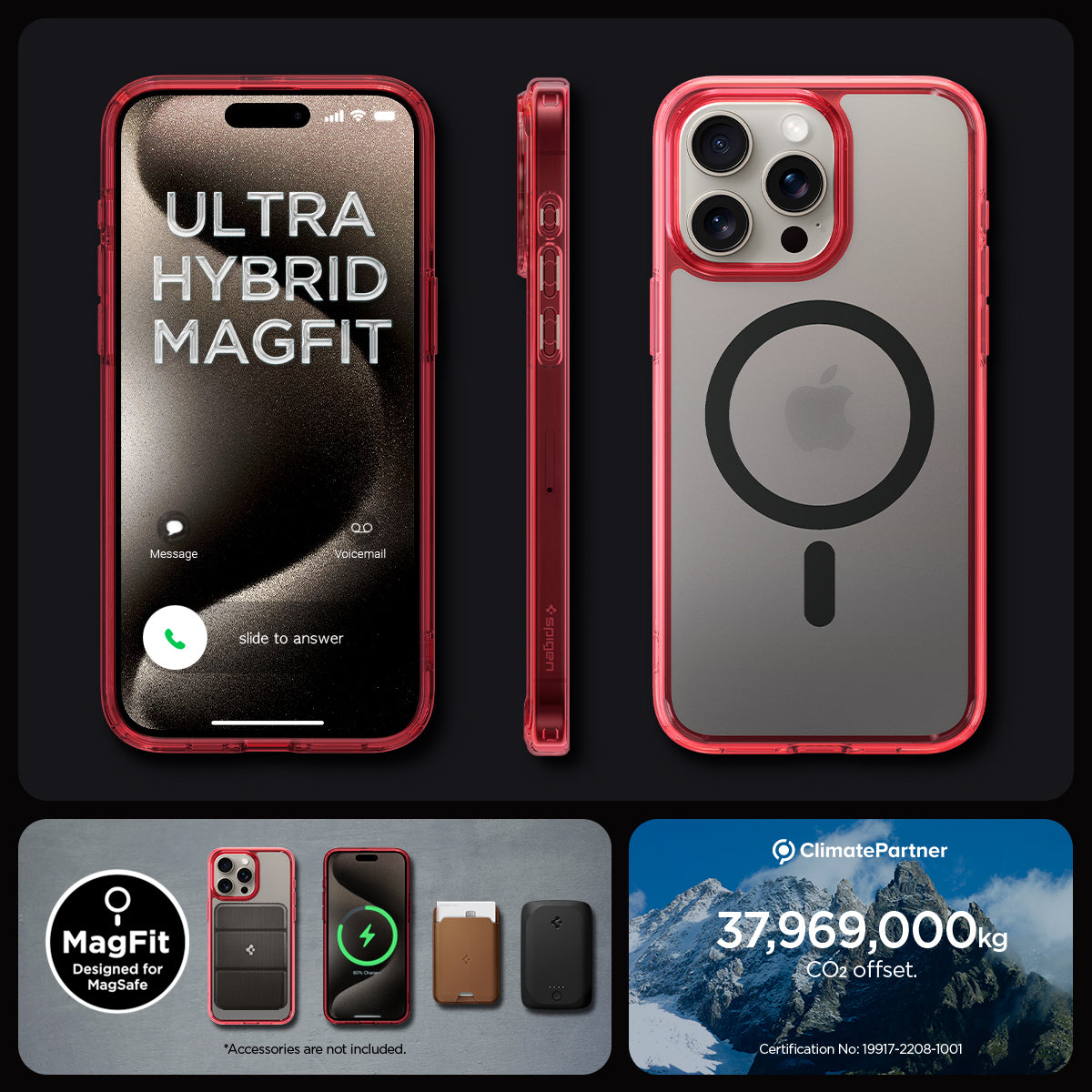 ACS07056 - iPhone 15 Pro Max Case Ultra Hybrid (MagFit) in frost deep red