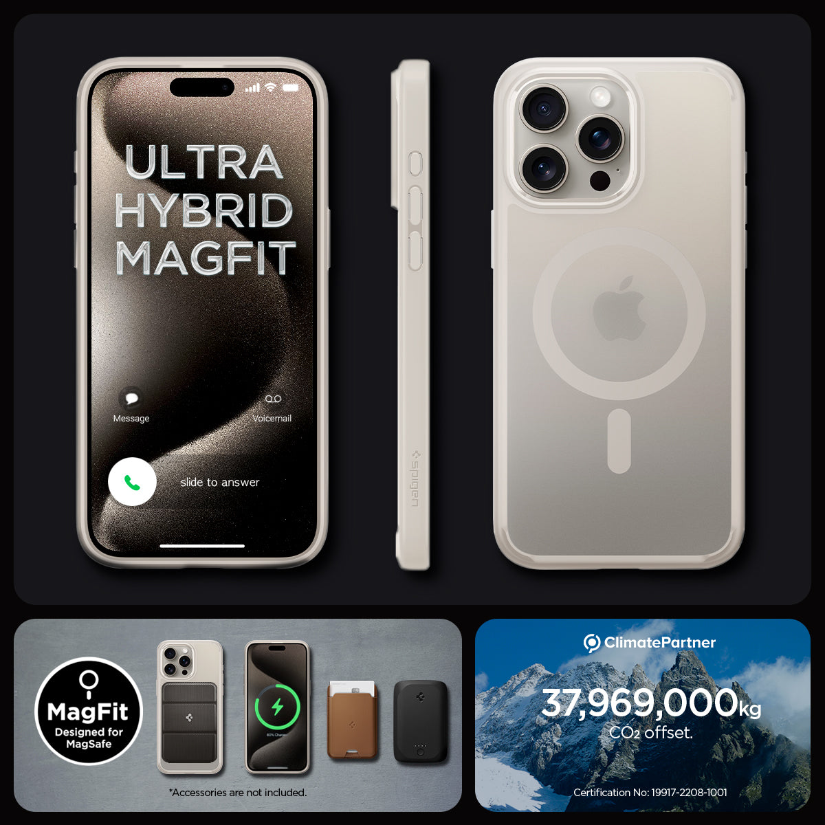 ACS07210 - iPhone 15 Pro Max Case Ultra Hybrid (MagFit) in Frost Natural Titanium