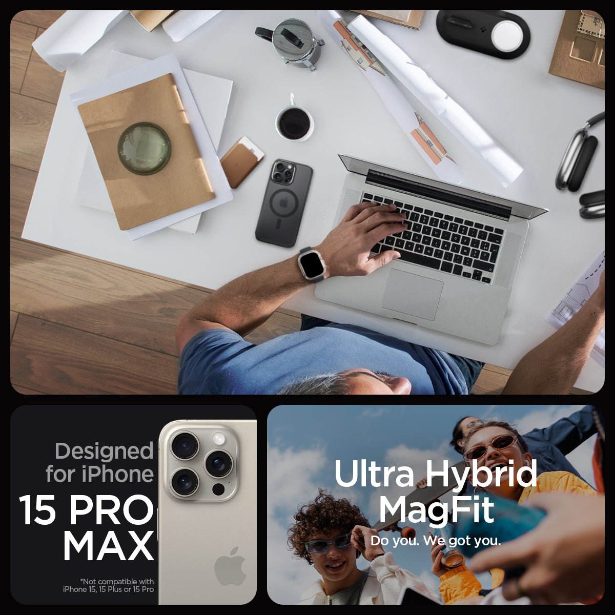 ACS06581 - iPhone 15 Pro Max Case Ultra Hybrid (MagFit) in frost black designed for iPhone 15 pro max. ultra hybrid magfit. do you. we got you.